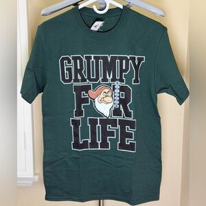 New with Tag Disney “Grumpy for Life” T-Shirt, Forest Green, Size Small